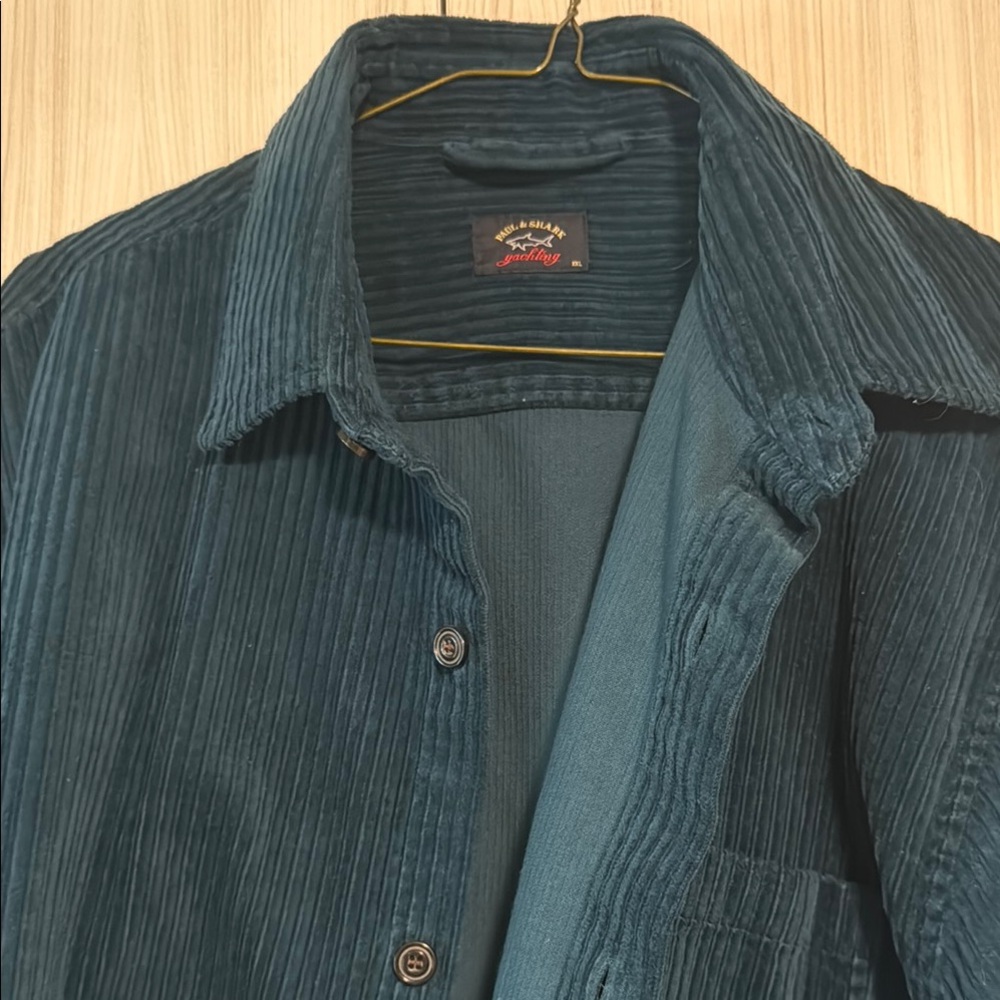 Blue Lightweight Shirt Jacket with Textural Detail